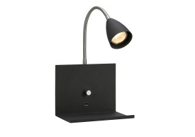 Sieninis šviestuvas LOGI USB Black 